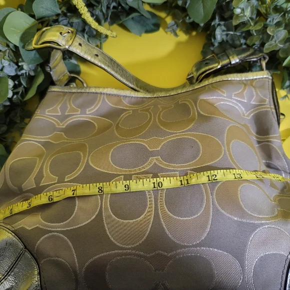 Coach Peyton White Silver Satin Canvas Logo Metallic Hobo Bag - Picture 8 of 14